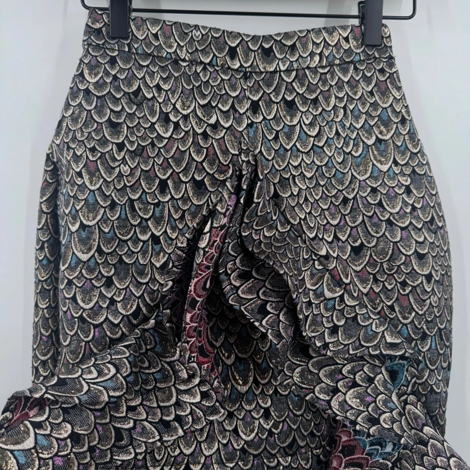 Falda Bebe Mujer 0 Dorado Metálico Volantes Bodycon Alta Baja Sirena Noche Fiesta Foto 3 de 4