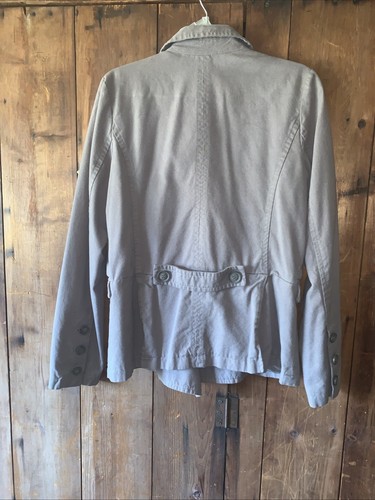Leith Women’s Jacket M Gray Cutaway Military Trench Double Breast Buttons - Picture 8 of 9