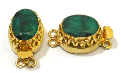 Lot De 5 Fermoirs Boîte 2 Brins Plaqué Or 18k - Apatite, 23mm, Pour Bracelets Ou Colliers