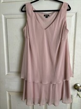 SLNY BRAND Layered Peach Colored Sleeveless Stretch Pullover Midi Dress SZ 16W