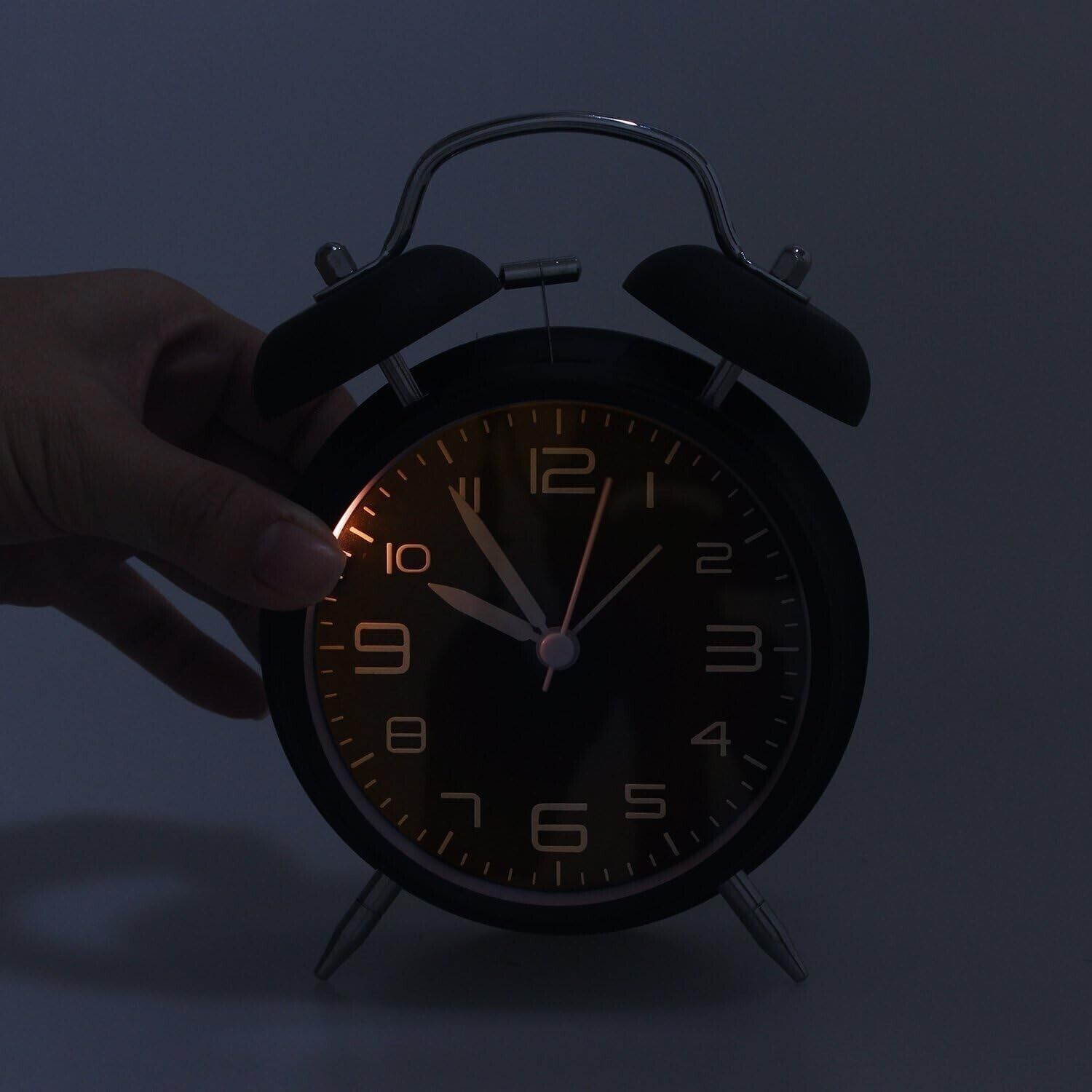 Bell Alarm Clock Classic Bedside Clocks Non Ticking Mechanical Wind Up