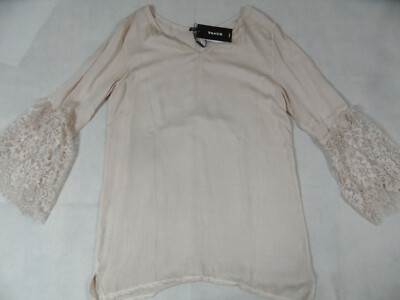VENTI6 made in Italy beautiful tunic blouse lace sleeves apricot EC New