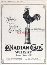CANADIAN CLUB 'Seven Years Old' Whisky, Original 1923 ADVERT : 688-114
