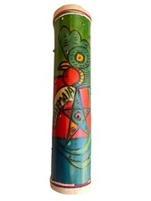 Guatemala Rain Stick Painted Rooster Pentacle Bamboo Shaker Rattle Percussion