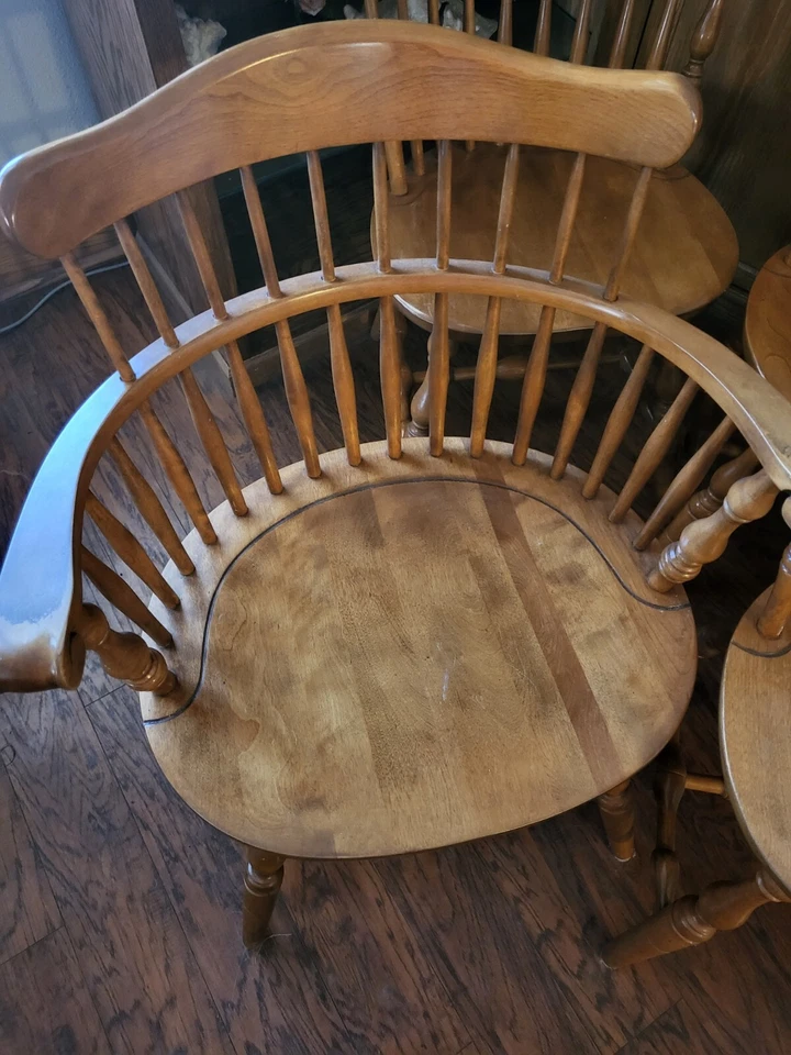 Conjunto de cadeiras de madeira colonial vintage S Bent & Bros (6) - Imagem 2 de 4