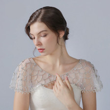 Minimalist Water Drop Crystals Simple Shoulder Applique Elegant Wedding Shawl
