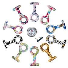 1Pc Silicone Quartz Nurse Watch 10Pcs Silicone Case Round Tunic Brooch Fob Clip