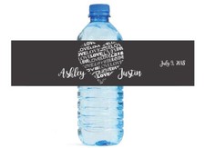 Heart full of Love Black Wedding Engagement Party Bridal Water bottle labels