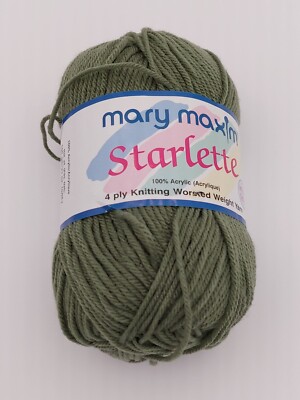 Vintage Mary Maxim Starlette Yarn in Medium Green 3.5 oz Skeins Acrylic Worsted