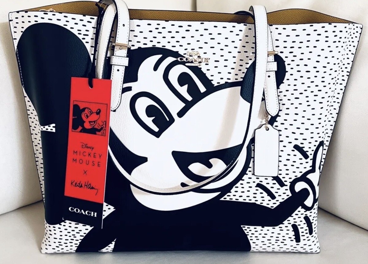 NWT Coach Disney Mickey Mouse X Keith Haring LARGE Mollie Tote | eBay