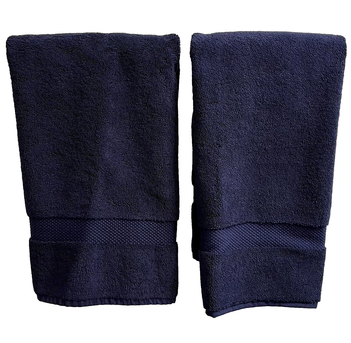 Restoration Hardware Paradigm 802 Turkish Cotton Hand Towels Navy Set of 2  NEW