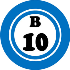 B 10 B10 Bingo Ball - 3 Inch Circle Sticker 3" x 3" - Hobby Number Board Lucky