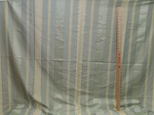 Embossed Striped Fabric in Gold Cream Soft Teal Blue Elegant Polyester 58" X 97"