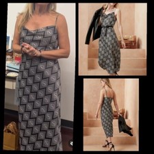 LARGE women BANANA REPUBLIC factory geometric satin slip sleeveless dress grey