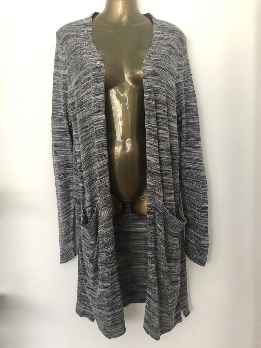 SANDWICH Linen Blend Long Open Cardigan MEDIUM Grey Mix Thin