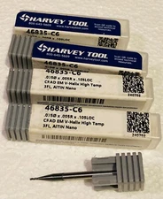 4 Harvey Tool 0.035" Carbide End Mill Variable Helix 3FL AlTiN Nano Coating USA