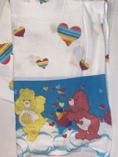 Vtg Carebears Hearts cotton Twin Flat bed Sheet 1980s
