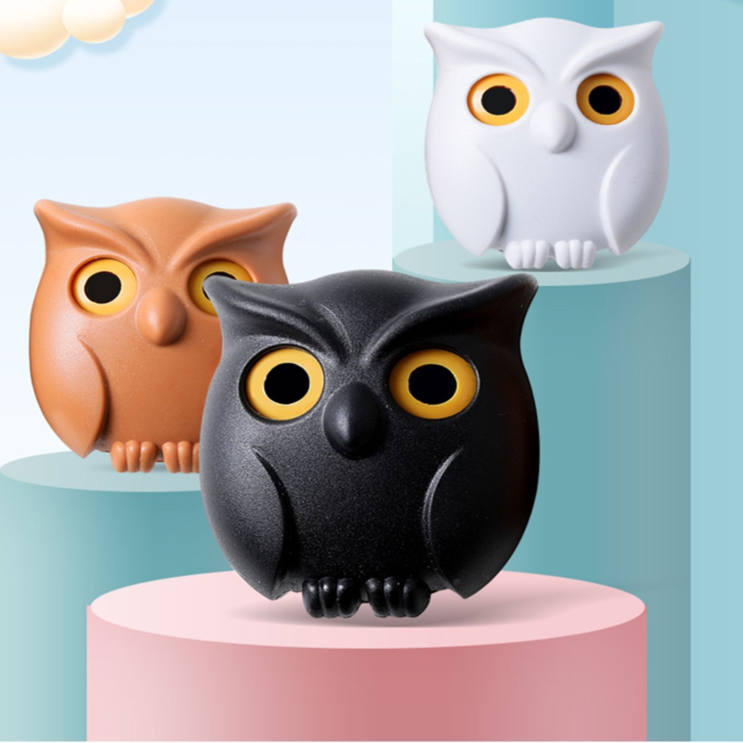 Key Holder Owl Keychain Hanging tool Black White Brown Wall