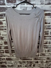 Banana Republic Small Sweater Light Grey Button Collar Angora Blend