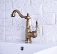 Antique Brass Bathroom Kitchen Bar Vessel Sink Swivel Faucet Water Tap ssf116