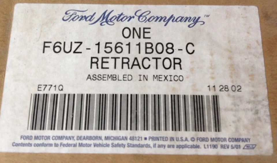 Nuevo retractor de cinturón de seguridad delantero derecho OEM 1996 Ford E150 E250 E350 F6UZ-15611B08-C Foto 4 de 4
