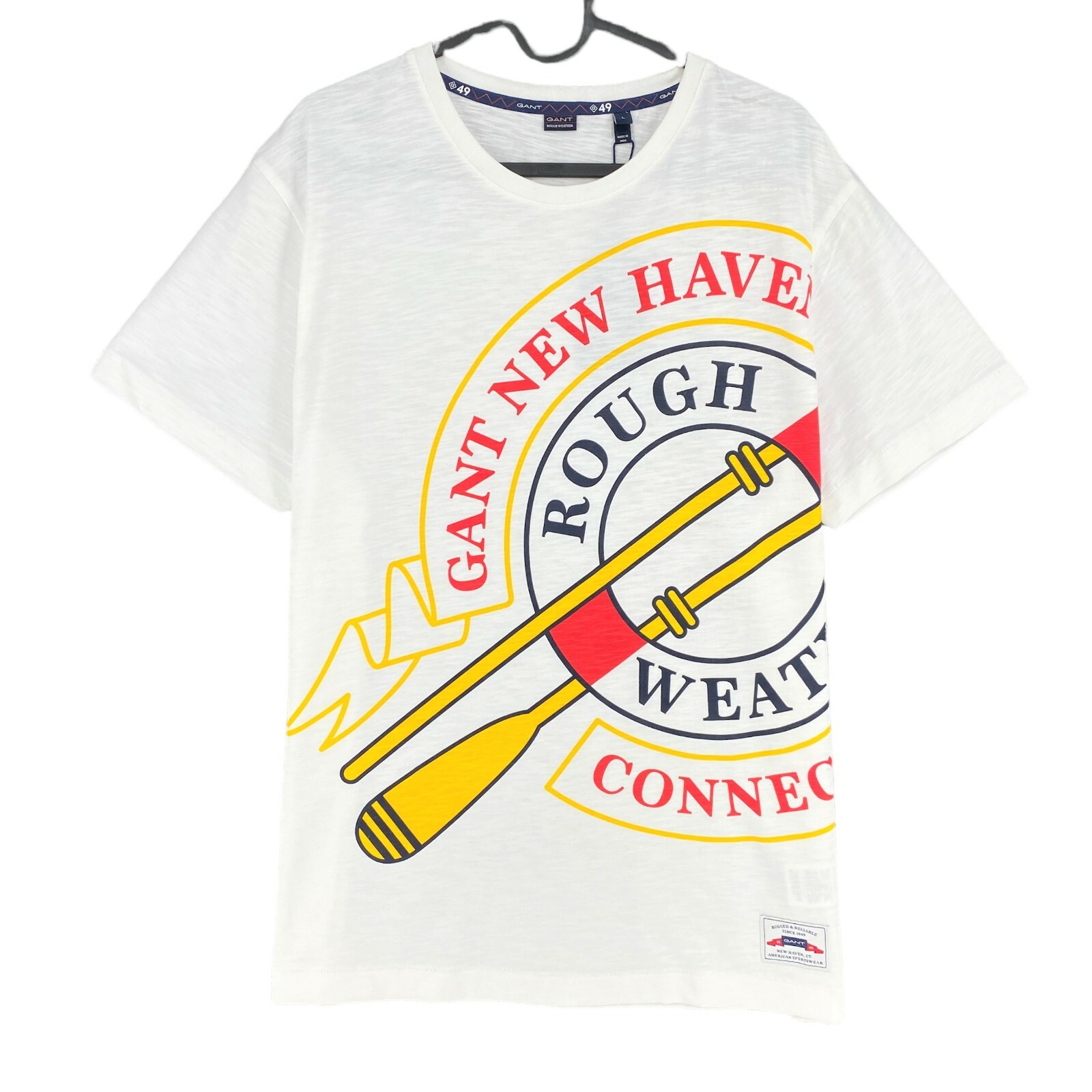 GANT Weiß Rauer Wetter Grafik Rundhals Größe L