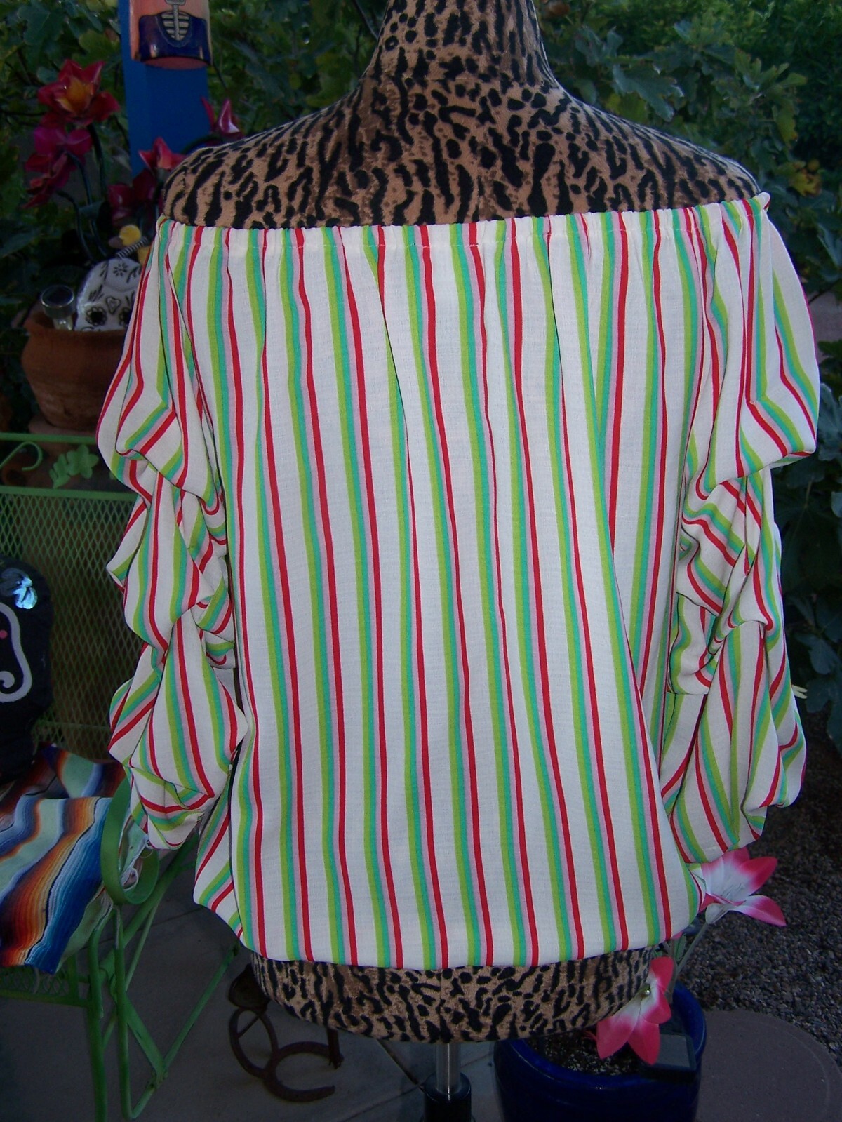 NWT~Boho Festival On/Off The Shoulder Ruffle Sleeve Tie Bottom Blouse~L~Boutique