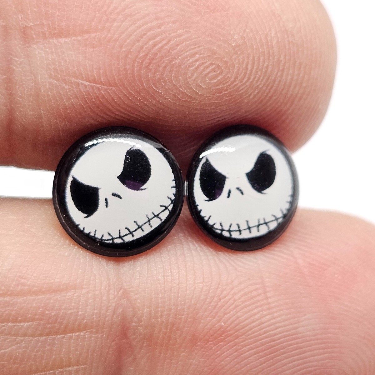Stud Per Orecchio 10 Mm Nero Orecchini A Perno Testa Di Zucca Halloween - Stile Gotico Punk, In Acciaio Chirurgico, 10 Mm Witch Gadget