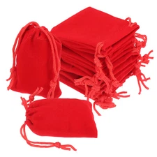 20pcs Velvet Bags with Drawstrings 2 x 2.8 Inch for Jewelry Packaging, Red