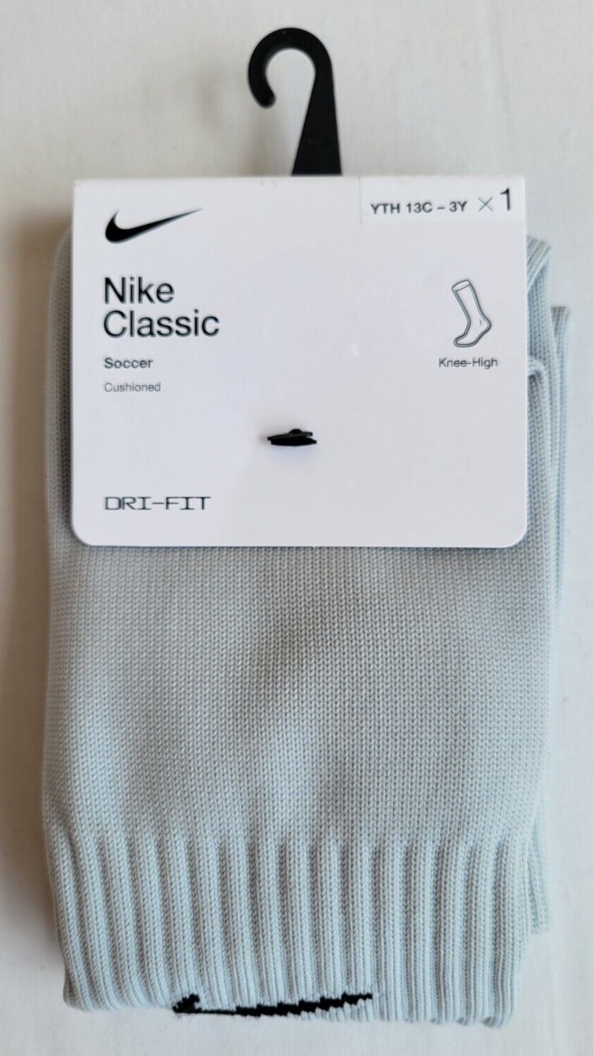 Youth Size XS 13C-3Y Grey Nike Classic Cushioned Soccer Socks SX5728-018