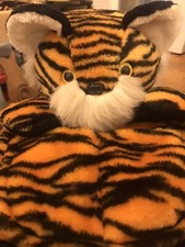 Vintage Tiger Pyjama Nightie Nightdress Case With Pull On Slippers Soft Toy Used