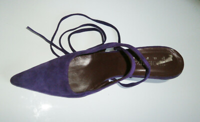 Escarpins à Lanières En Velours Mauve - Talon Aiguille 9 Cm, Pointure 37.5 EU - Marque Shoes Bizz, Occasion