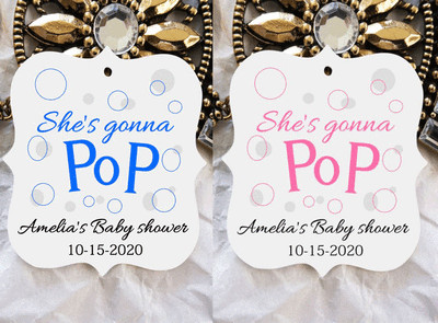 10 White Gift Tags Bomboniere Baby Shower Favour Personalised Gonna POP Boy Girl 10 White Gift Tags Bomboniere Baby Shower Favour Personalised Gonna POP Boy Girl