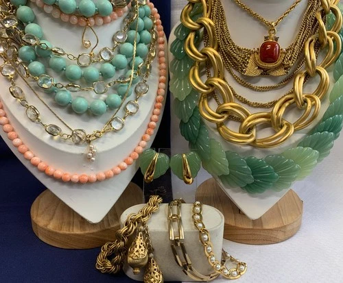 Vtg Costume Jewelry Lot Yoska Anne Klein Napier Monet Faux Semi Precious Stones