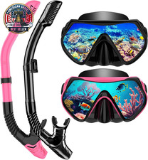 Snorkeling Gear for Adults, Dry-Top Snorkel Set Scuba Diving Mask, 180 Panoramic