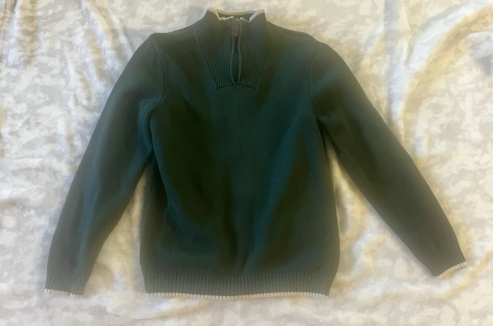 Janie And Jack Hunter Green 12 Years Quarter Zip Up Stand Up Collar BEAUTIFUL - Image 2 of 4