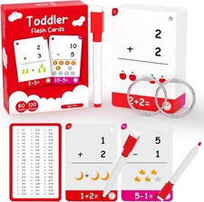 60Cards, 120 Pictures Math Flash Cards for Kindergarten,1ST, 2ND, 3RD Grade, Add