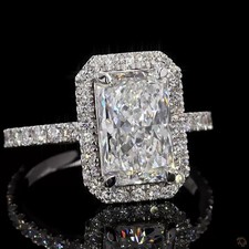 3.50 ct Radiant cut Lab Grown Diamond Hidden Halo Engagement Ring 950 Platinum