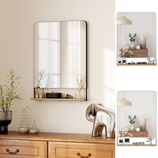 Industrial Wall Mirror with Shelf, Rectangular Decorative Mirror, Refurbished