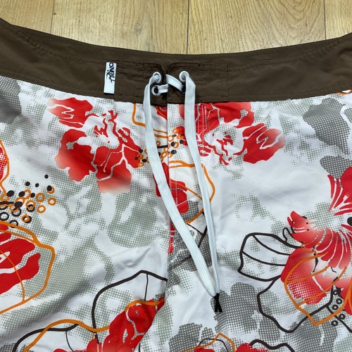 Oneill Board Shorts Mens W36 White Floral Drawstring Summer Y2K Swim Shorts - Picture 2 of 16