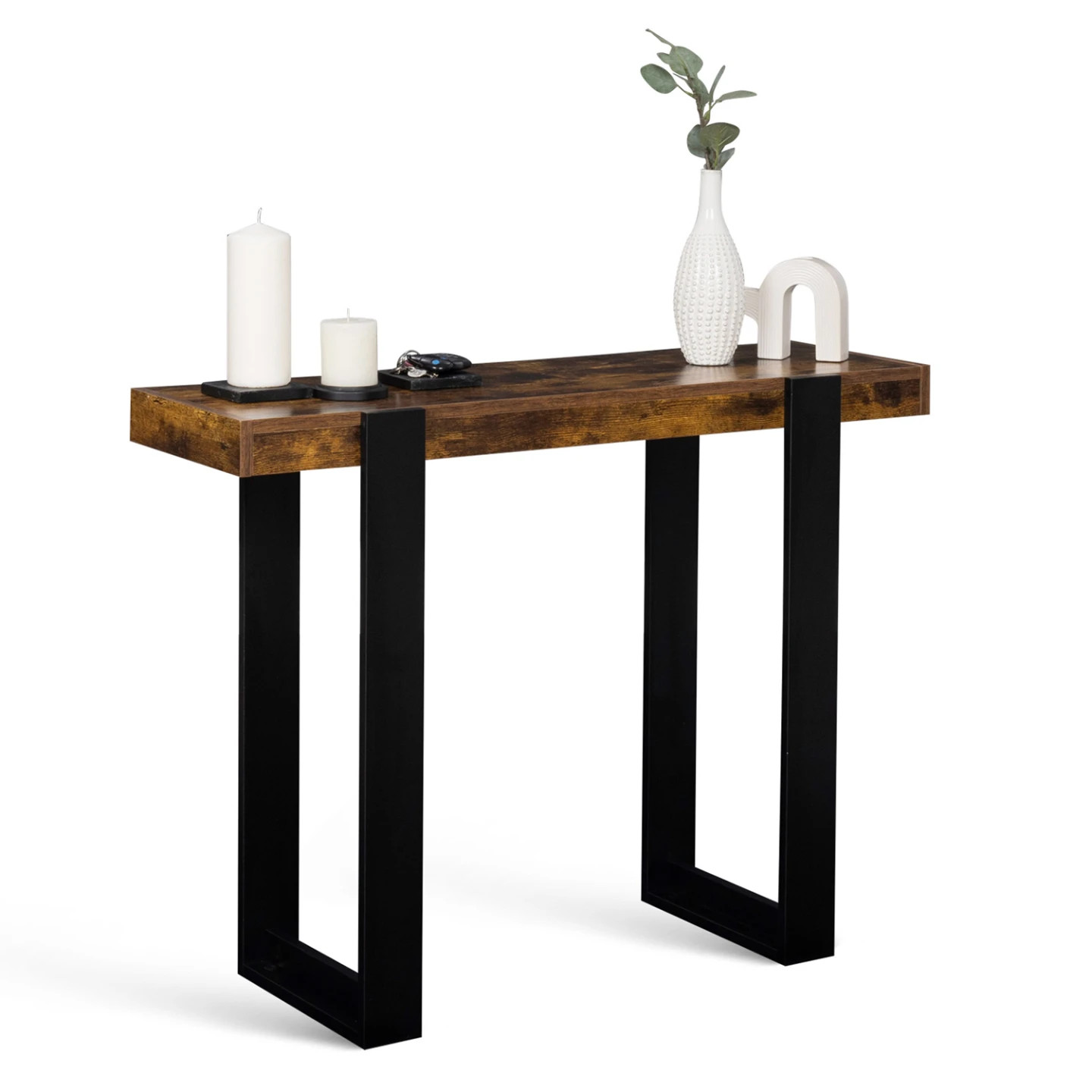 Console PHOENIX bois effet vieilli et noir pour salon chaleureux