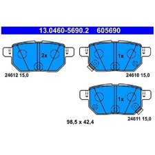 Satz Bremsbeläge Bremsklötze hinten für Toyota Auris E15 Corolla E18 24262012