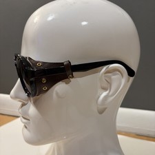 Retro Aviator Steampunk Polarized,Leather Side Shield Goggles Gothic Eyewear