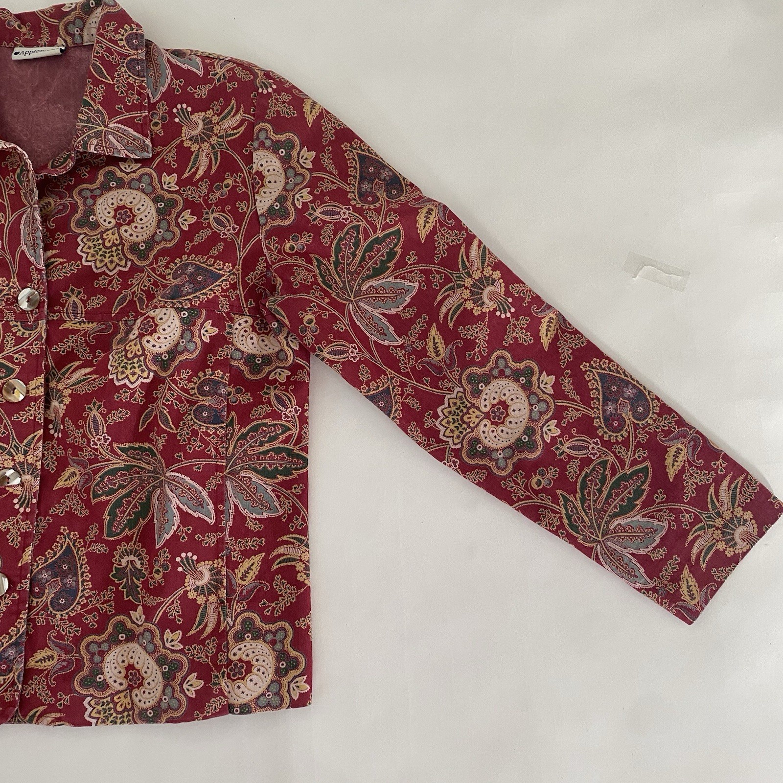 Appleseeds Large Lightweight Jacket Red Floral Pa… - image 4