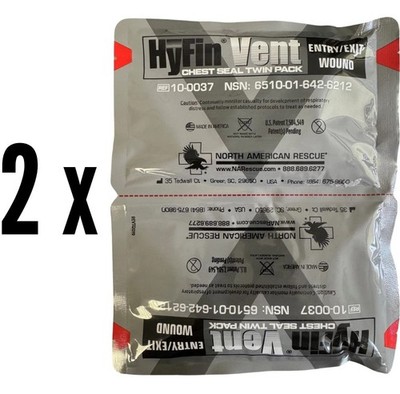 2 Twin Packs   HyFin  Vent Compact Chest Seal (4 Seals Total) | for Pneumothorax