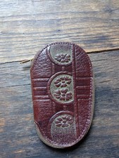 Vintage Genuine Leather Key Bag Key Case Zip Purse Keychain Wallet Embossed New