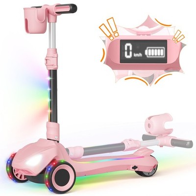 Commugo Electric Scooter Kids  Light-Up 3 Wheels Lean-to-Steer 5 mph 3-12 Years
