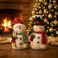 Schneemann Sitzend 51Cm (70Cm) 2Er Set Weihnachtsdeko Figur Winter Deko