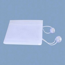 White Bath Toy Storage Bag Mesh Organizer With Hook For Bathroom 35 x 45 cm