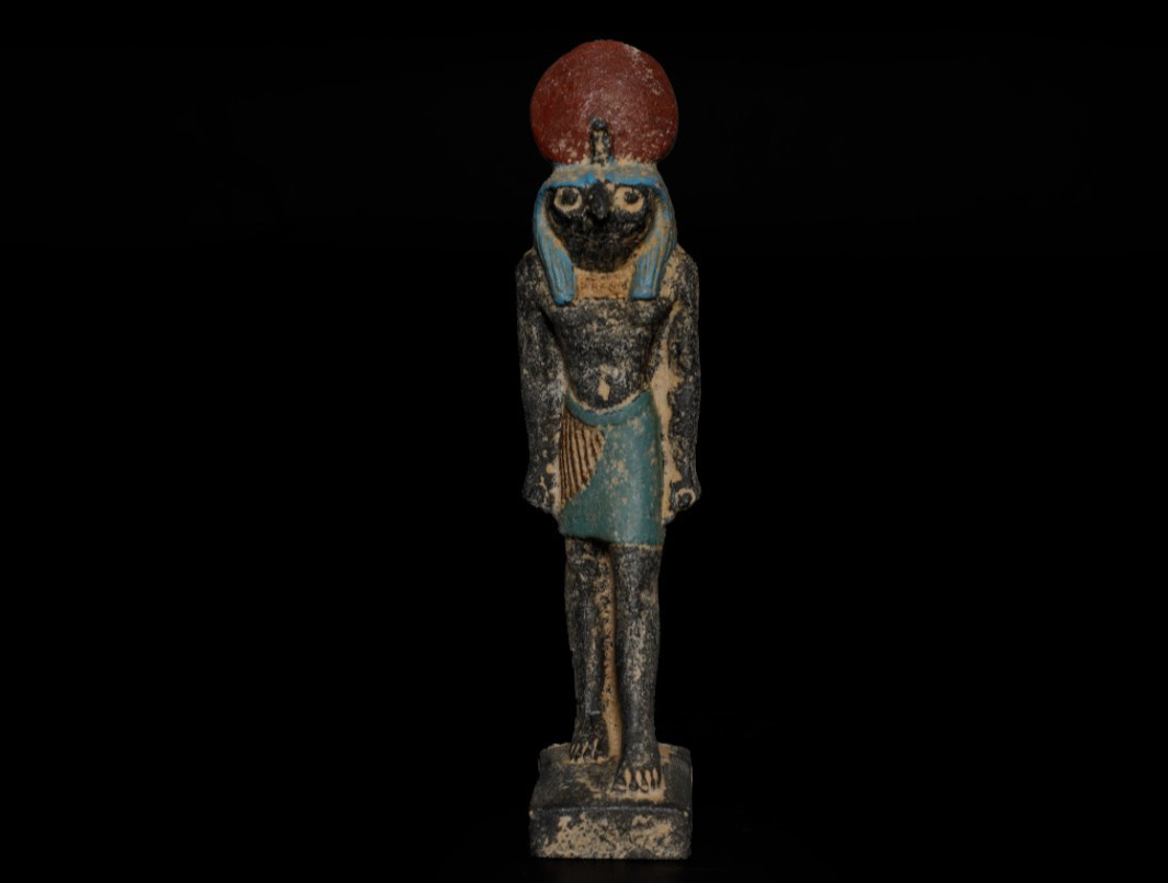 Ancient Egyptian Antiques Ra Statue Antique Faience Solar Deity Artifact Figure